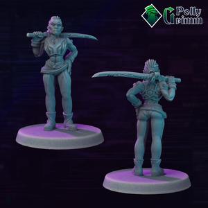 Cyberpunk sci-fi. Human street samurai