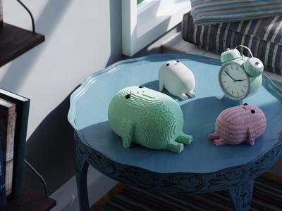 The Marshmallow Guardian: smooth, knitted and bircked