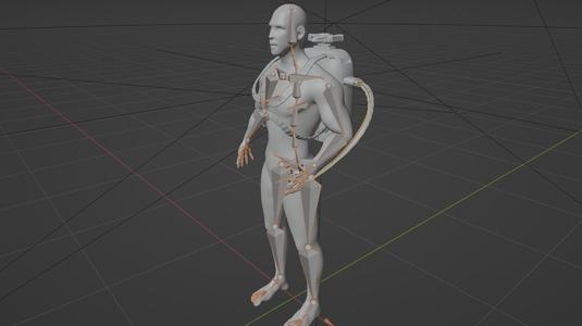 JETPACK RIGGED WITH HUMAN BASIC MESH SKINNED 