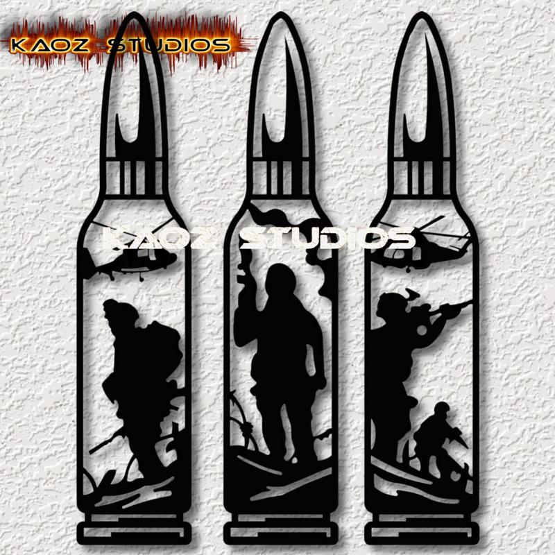 3 bullets military wall art marines wall decor us army airforce navy
