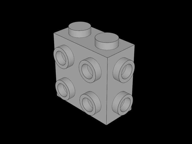 Lego Compatible (67329.dat) Brick  1 x  2 x  1.667 with 8 Studs on 3 Sides