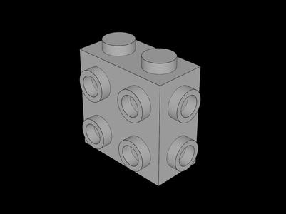 Lego Compatible (67329.dat) Brick  1 x  2 x  1.667 with 8 Studs on 3 Sides