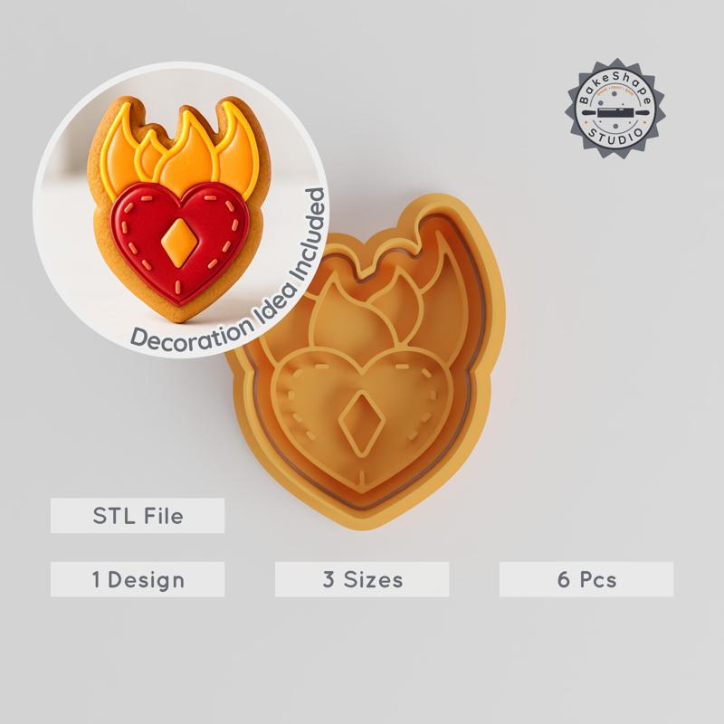 Heart Shape Cookie & Fondant Cutter Stamp Set, 6pcs, S/M/L, Love & Romance Theme PRODUCT_929