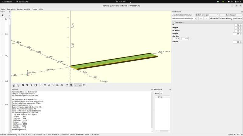 Flexibles Gummiprofil für Schellen / Flex Clamping Rubber Band( / Anpassbares / Customizable OpenSCAD- Script