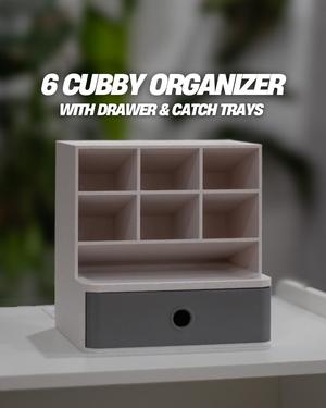 6-Cubby Organizer with Drawer & Catch Trays