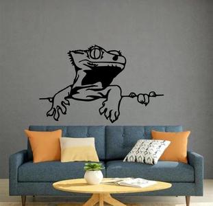 Crested Gecko Peeking And Name Tag Wall Art Home Decor Pet Animal Kid Nursery Decoration Xmas