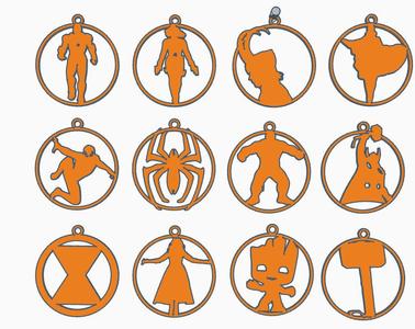 12 CHRISTMAS ORNAMENTS Marvel - STL and SVG