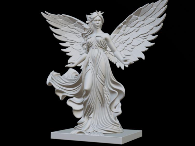 Elegant Angel Fairy Sculpture with Flowing Wings