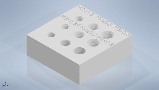 Metric internal thread test M3, M4, M5
