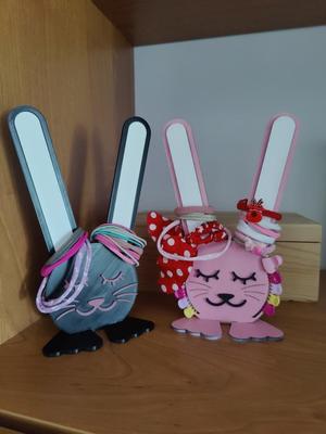 Rabbit hair ties hanger rubbers- laser and 3D print