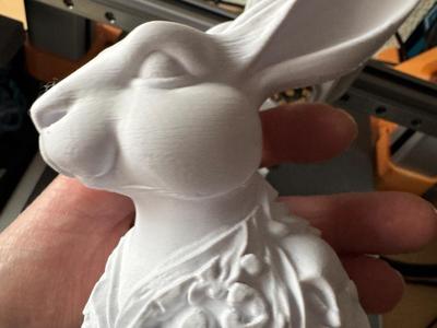 A rabbit bust with embellishments