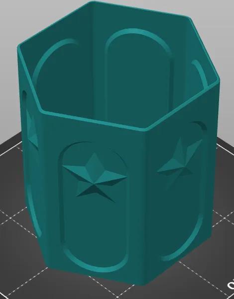 hex trash can with stars   