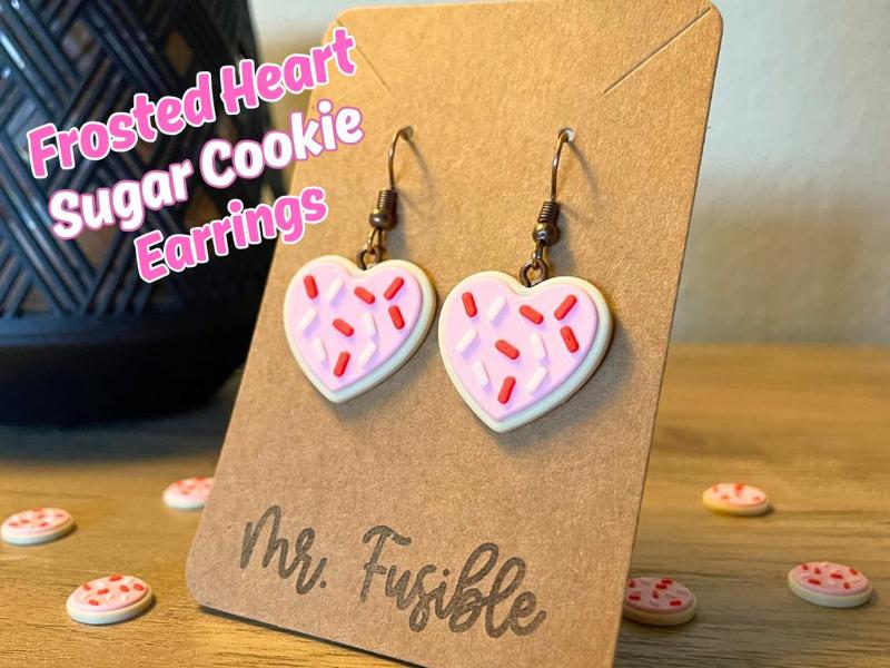 Valentines Frosted Heart Sugar Cookie earrings