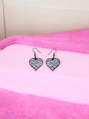 Zebra heart earrings