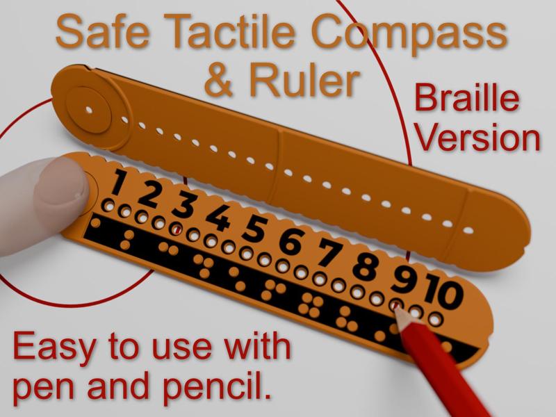 Safe Tactile Compass & Ruler (Braille Version)