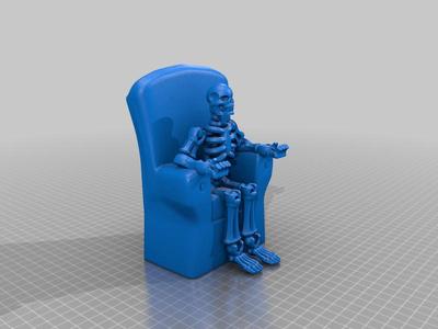 skeleton in a chair