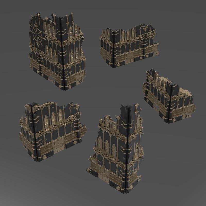 Grimdark Foldable Multilevel Ruins - Chaos Fortress