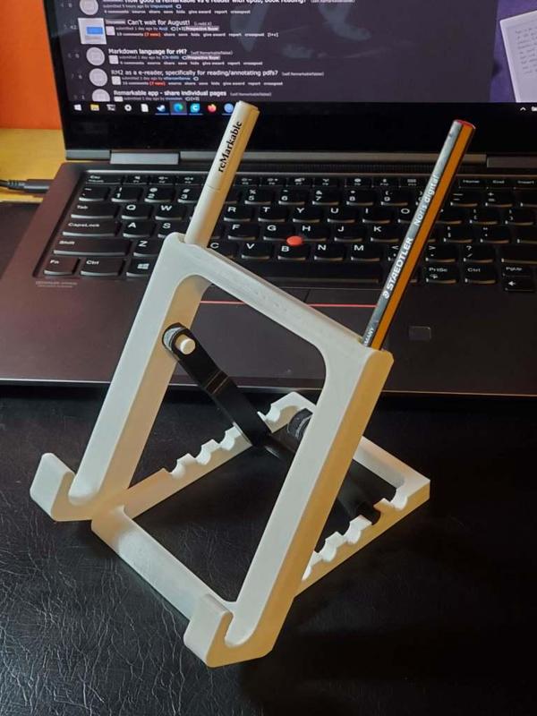 Adjustable tablet stand with marker/pen holders
