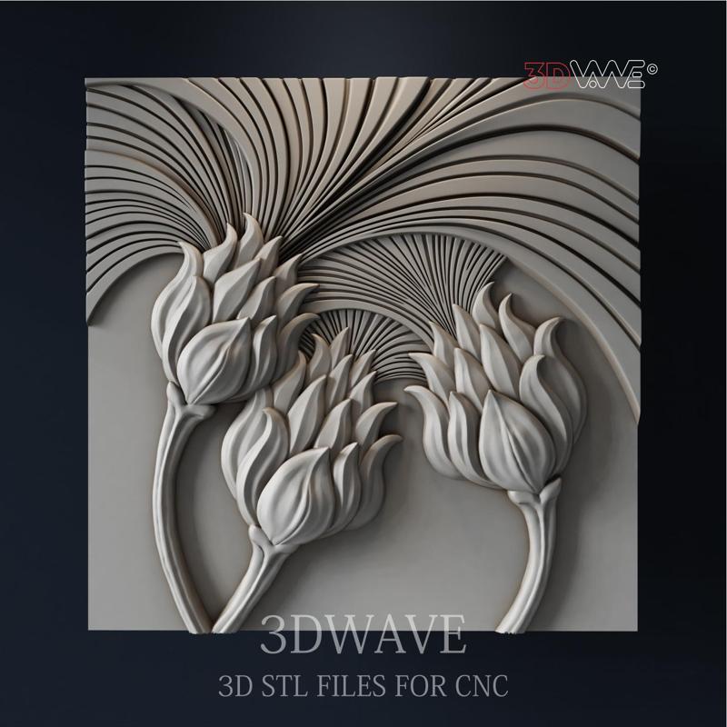 FLOWERS WALL DECOR 3d stl file for CNC