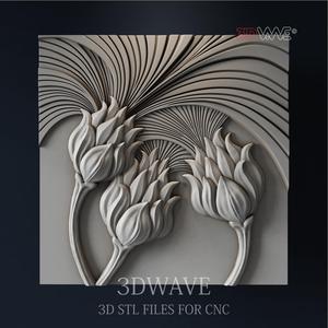 FLOWERS WALL DECOR 3d stl file for CNC