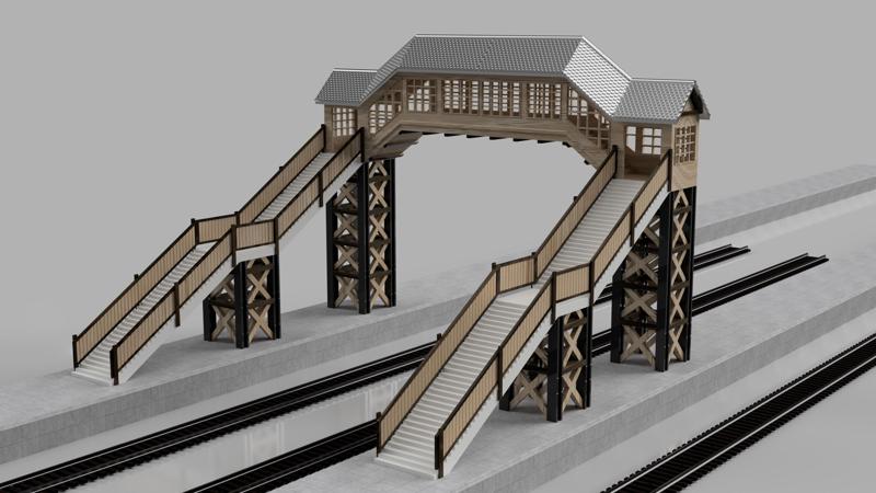 HO Covered Pedestrian Bridge