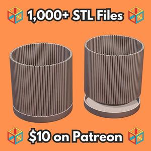 Mid-Century Modern Ribbed Fluted Planter for Indoor Plants MineeForm FDM 3D Print STL File