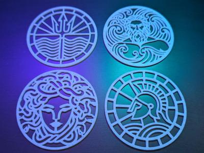 Greek Mythology Inspired Two-Piece Coasters - 4pcs