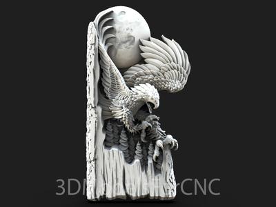 3D Model STL File for CNC Router Laser & 3D Printer Eagle under the Moon 1