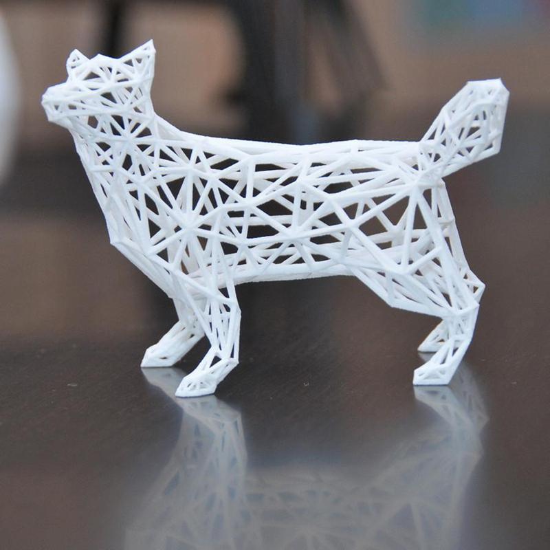 Low poly wireframe husky