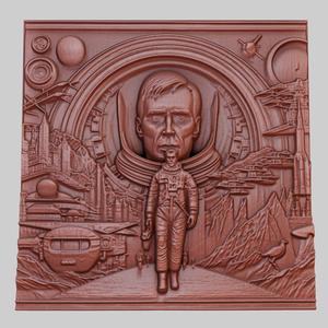 2001: A Space Odyssey 3d printer relief medallion obj stl