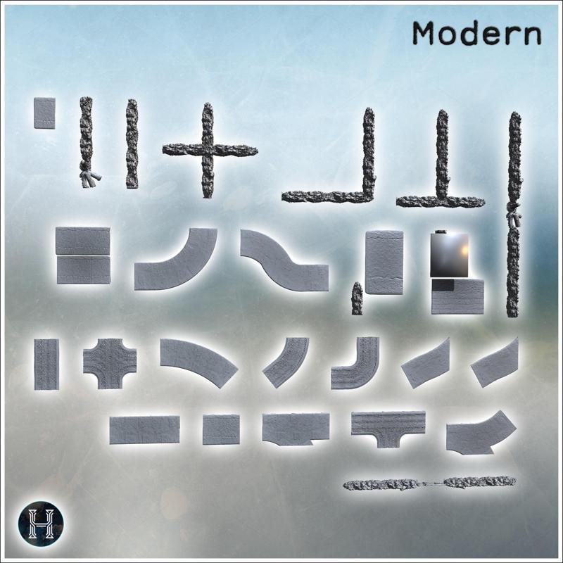 Set of snow-covered dirt roads with Normandy hedgerows 1944 (4) - Modern WW2 WW1 World War Diaroma Wargaming RPG Mini Hobby