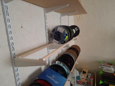 Rod support for twin slot shelving