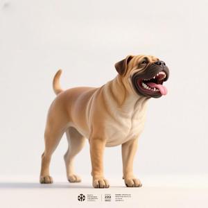 1116 Colorful 3D Model of Laughing Dog breed "Dogue", pug, dachshund, poodle, totem, dog, monkey, elephant, beagle, bear, lion, fox, bull terrier, pomeranian, galgo, wolf, doberman pinscher, newfoundland, crocodile