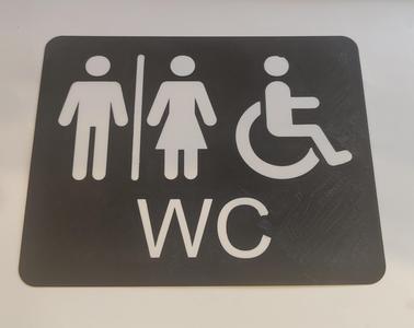 Toilet Sign for Male Female and Wheelchair users. Multicolor.