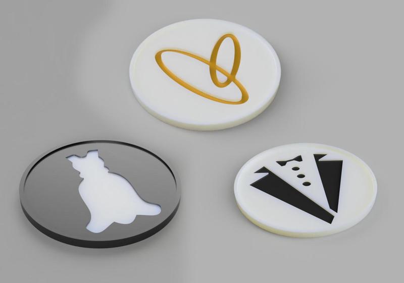 Wedding Coasters - Bride, Groom, Rings