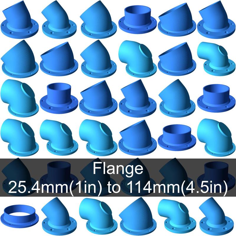 Vacuum hose flanges to connect to flat surfaces.