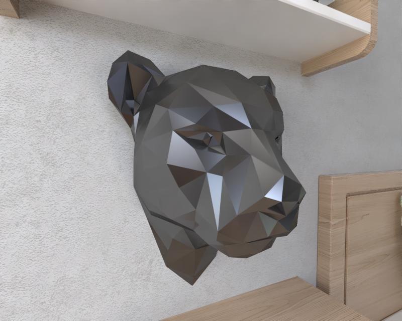 Leopard Head Wall Lowpoly
