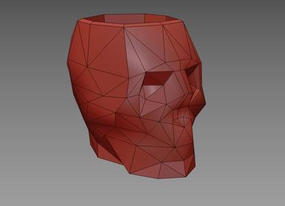 Polygonal skull planter low poly
