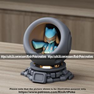 Riolu in healing machine pods from pokemon