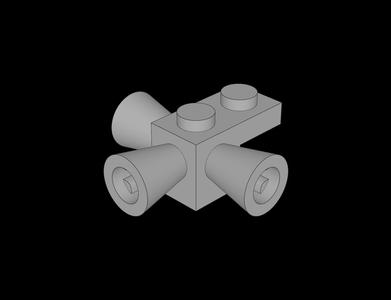 Lego Compatible (3963.dat) Brick  2 x  1 with Positioning Rockets