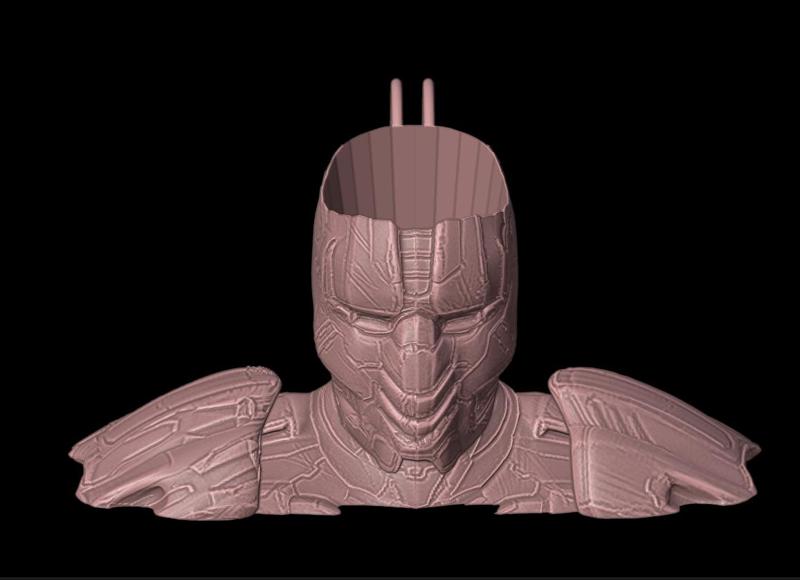 Cyrax Bust, Vase from Mortal Kombat 9, head sculpt and pot planter for 3d printing