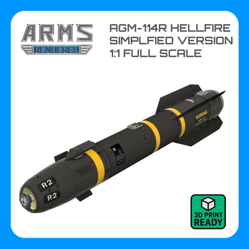 🚀AGM-114R Hellfire Missile Simplified w/Secret Compartments - 3D Print Ready