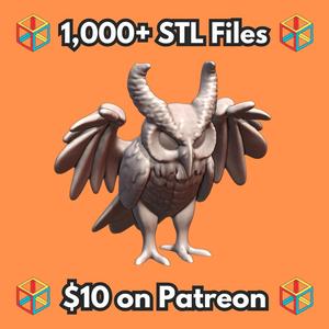 28mm DND Horned Guardian Owl of the Forest Fantasy Miniature MineeForm FDM 3D Print STL File
