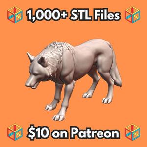 28mm DND Realistic Cunning Stealthy Wolf Creature Fantasy Miniature MineeForm FDM 3D Print STL File
