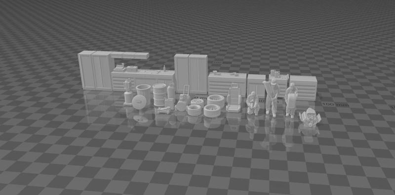 Diorama garage & diecast 1:64 pack