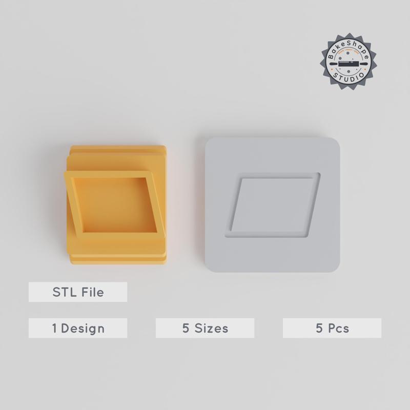 Parallelogram Shape Stamp Set, 5 Sizes, Perfect for Clay, Cookies & Fondant, Geometric Tile Mold for Crafting PRODUCT_1691