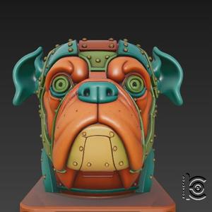 Steampunk Armored Bulldog - 3D Model for Printing