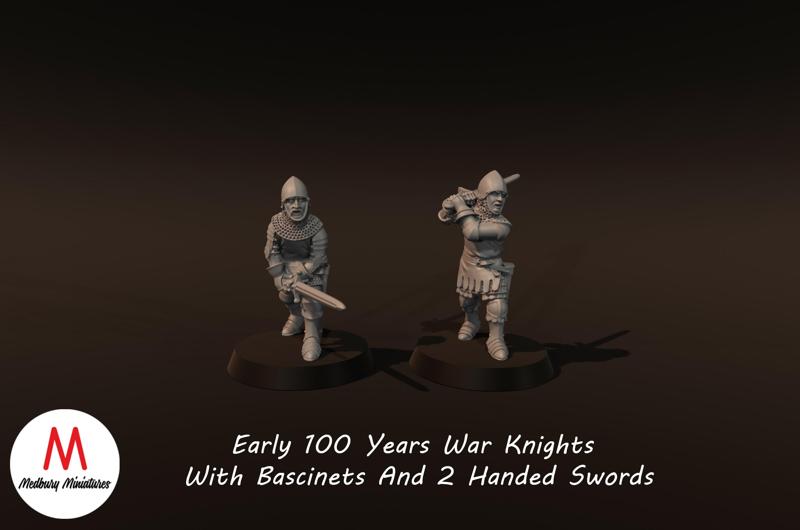 Early 100 Years War Knights With Bascinets and 2 Handed Swords