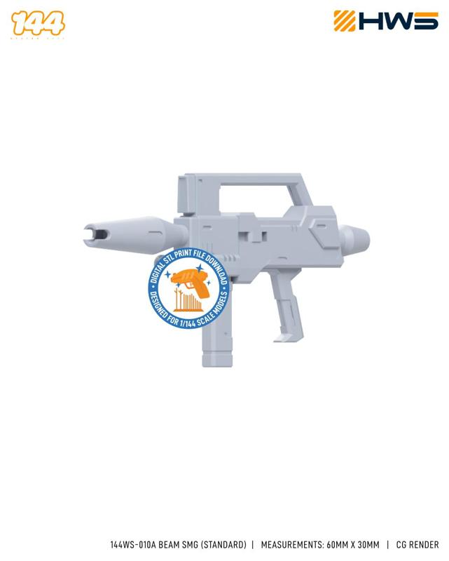 144WS-010A Beam SMG (Standard). 3D Printed Custom Parts for High Grade Kits.