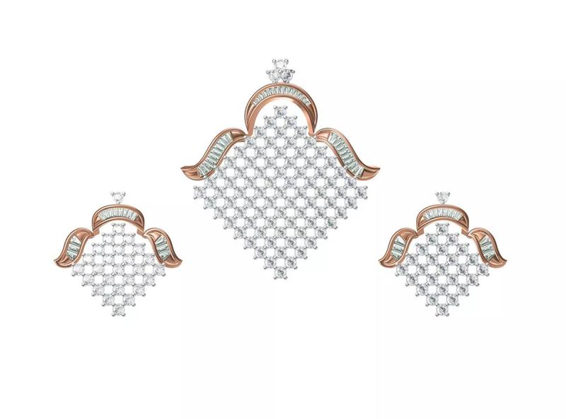 Women Earrings Pendant Set STL FBX JCD Details